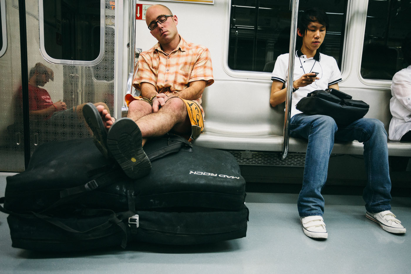 Dave McAllister rides the subway in Seoul, South Korea
